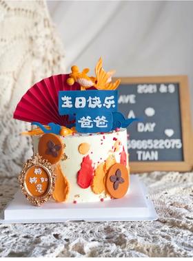 柿柿如意主题蛋糕:（图片文字可更改如:生日快乐妈妈)