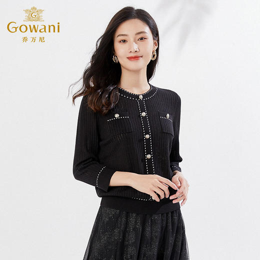 乔万尼小香风毛针织衫微透舒适宽松版型EI3M265 商品图2