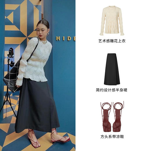 HIDEMI方头系带设计感小跟凉鞋 红色/黑色/白色/金色 商品图5