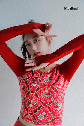 爆款好货 【新年红】拼接撞色长袖-花红妆