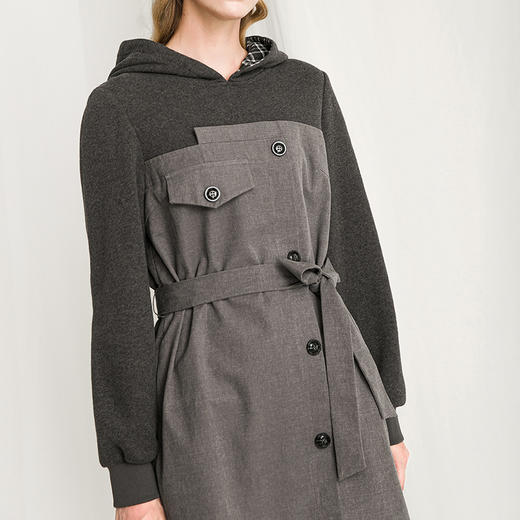 famecoco范可儿别致连衣裙女士不规则假两件毛衣裙F218FA009 商品图3