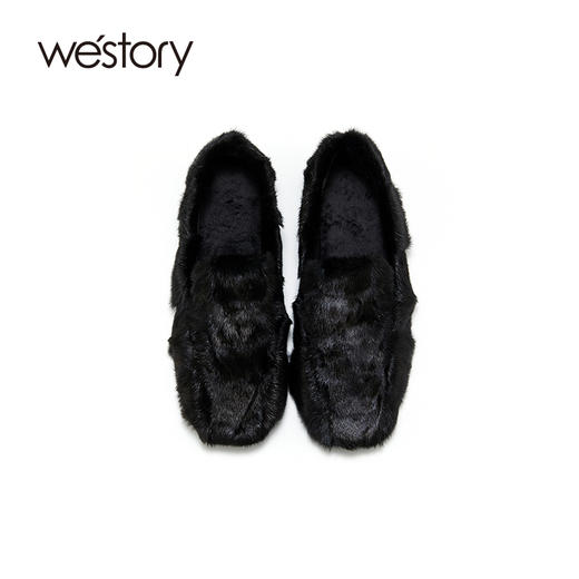 westory2021秋冬新款水貂毛豆豆鞋一脚蹬女鞋S21CM73761 商品图2