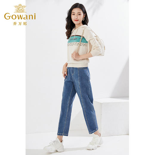 乔万尼新品针织衫连帽减龄设计宽松短款休闲上衣EI3M271 商品图4