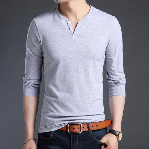 【服饰鞋包】秋冬青年简约棉质修身T恤上衣 商品图2