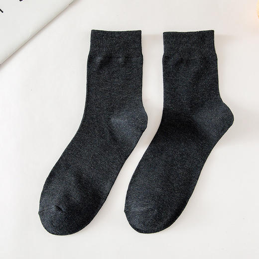 【绵柔简约男袜5双装】新款袜子男中筒袜秋冬季男袜纯色棉袜男士经典运动休闲商务袜长袜 商品图11