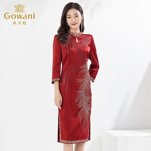 【三醋酸】乔万尼新品旗袍喜宴重磅刺绣连衣裙收腰EI3E248 商品图2