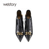 westory2021秋季新款法式复古漆皮亮面细高跟短靴W21DS80741 商品缩略图2