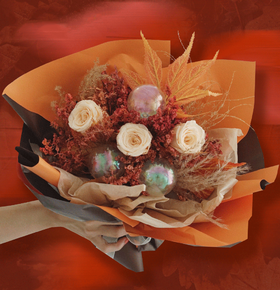 限南山订购【天秤座·永生守护花】寓意永不凋零的爱，玫瑰&情人草&枫叶&芦苇