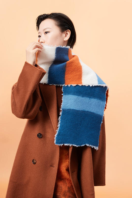  手工羊绒毛毡流苏小围巾 SJF93P435N 商品图0