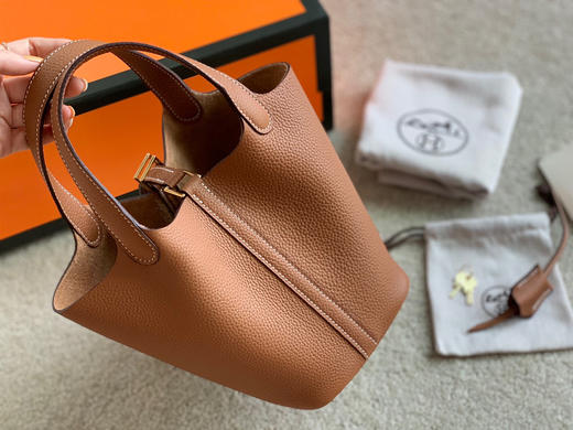 H菜篮子手缝蜡线-棕色金扣 商品图2