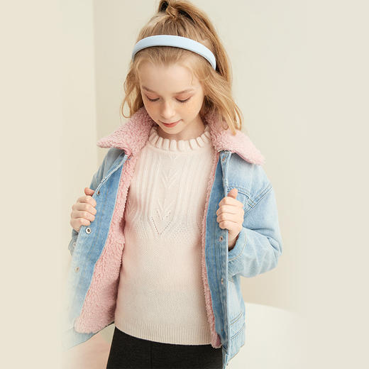 【童装加绒加厚牛仔外套】21年秋冬新品女童水洗牛仔外套加绒内胆保暖外套 商品图2
