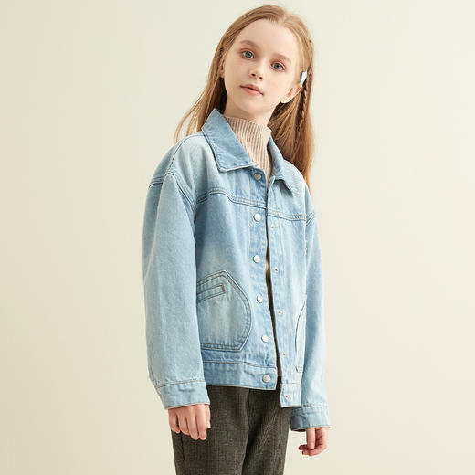 【童装加绒加厚牛仔外套】21年秋冬新品女童水洗牛仔外套加绒内胆保暖外套 商品图1