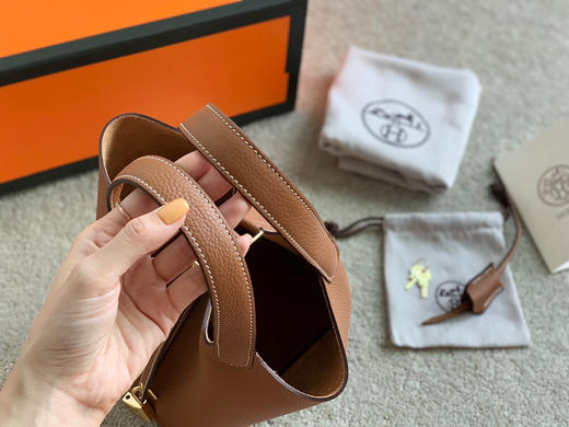 H菜篮子手缝蜡线-棕色金扣 商品图3