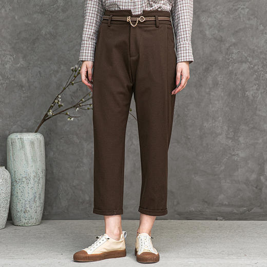 Famecoco范可儿裤子女秋冬季不规则宽松休闲裤F218GA017 商品图1