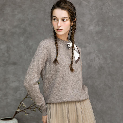 famecoco范可儿米白色针织衫女冬季温柔气质羊毛衫F218DC005 商品图3