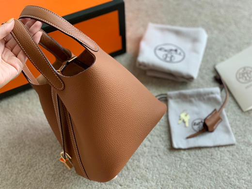 H菜篮子手缝蜡线-棕色金扣 商品图1