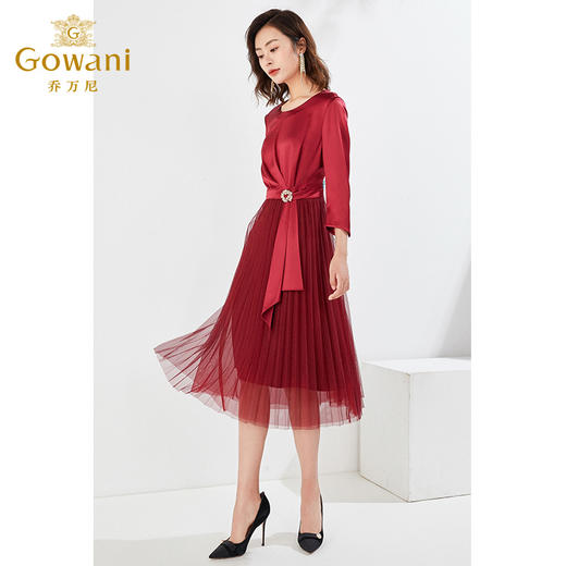 乔万尼新品连衣裙收腰显瘦假两件设计百褶喜宴装EI3E216 商品图2