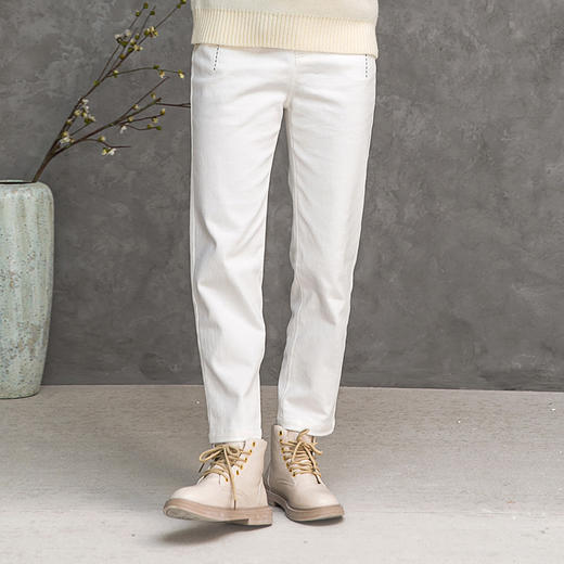 Famecoco范可儿烟管裤女秋季棉质休闲裤显瘦F218GA002 商品图3