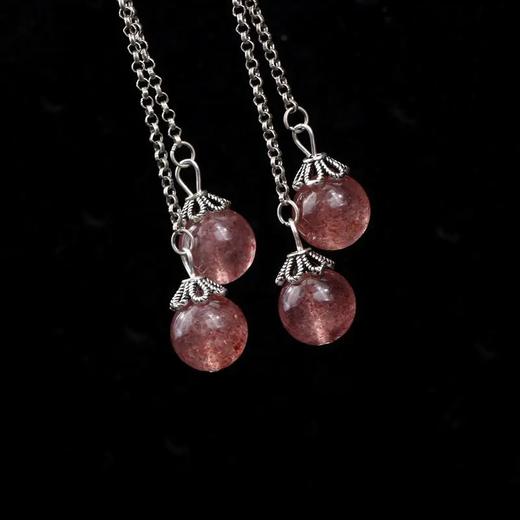 NMZ-80971 925银饰耳环复古民族风长款耳线天然草莓晶耳坠耳饰礼物 商品图3