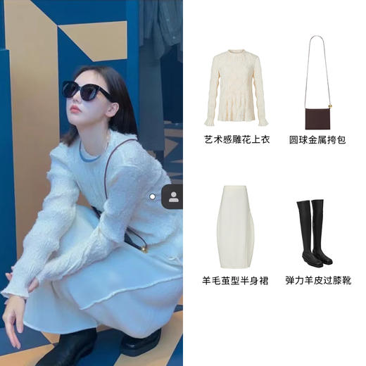 HIDEMI 弹力羊皮女鞋方头厚底过膝靴 商品图1