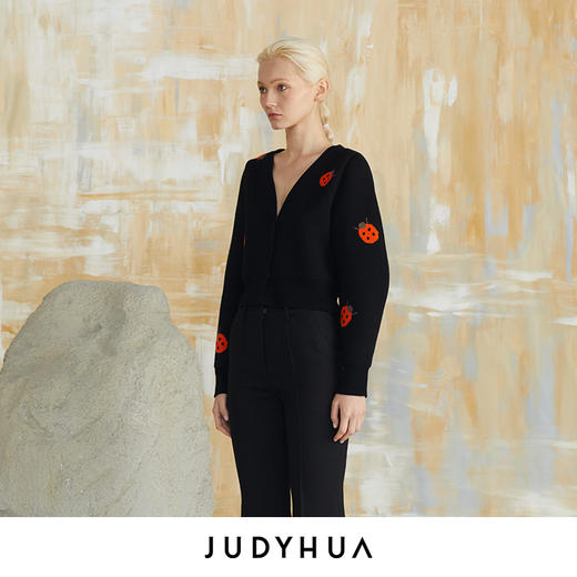 JUDYHUA 瓢虫提花宽松羊毛上衣 商品图1