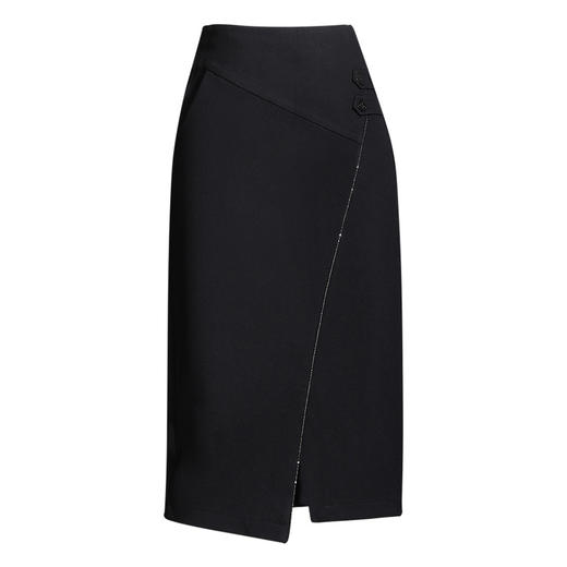 纯色时尚包臀裙高腰简约下摆开叉修身气质半身A字裙 MYX-8606 商品图4