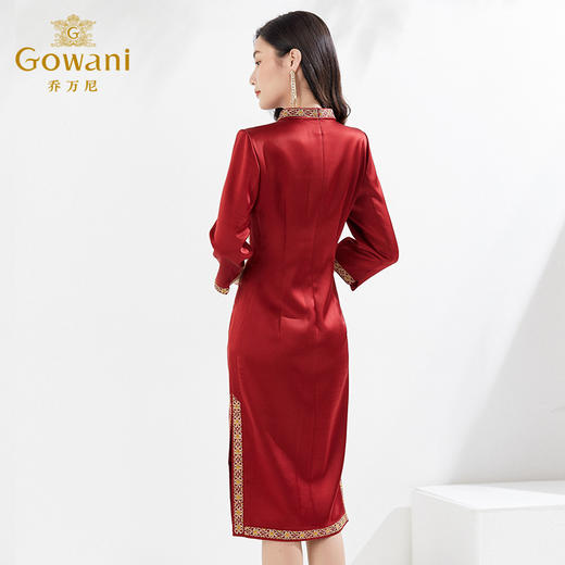 【三醋酸】乔万尼新品旗袍喜宴重磅刺绣连衣裙收腰EI3E248 商品图3