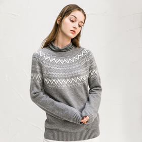 Famecoco范可儿女士毛衣提花设计感小众针织上衣F218DB002