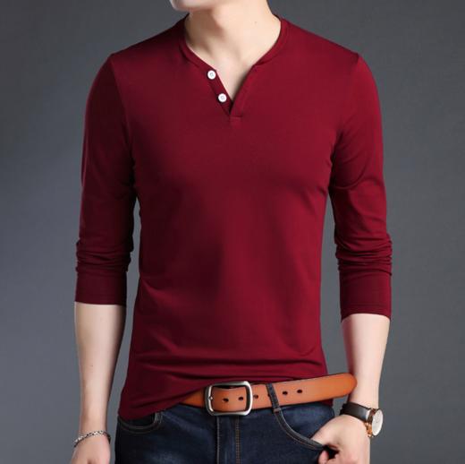 【服饰鞋包】秋冬青年简约棉质修身T恤上衣 商品图3