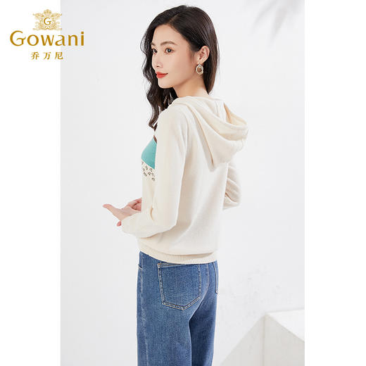 乔万尼新品针织衫连帽减龄设计宽松短款休闲上衣EI3M271 商品图3