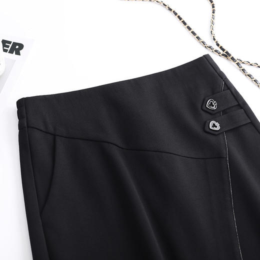 纯色时尚包臀裙高腰简约下摆开叉修身气质半身A字裙 MYX-8606 商品图3