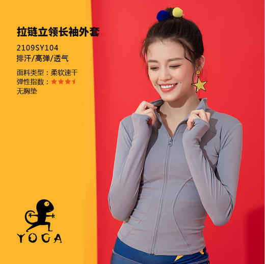 【七十二小时发货】壁虎瑜伽【2109SY104】拉链立领长袖外套（无胸垫） 商品图0