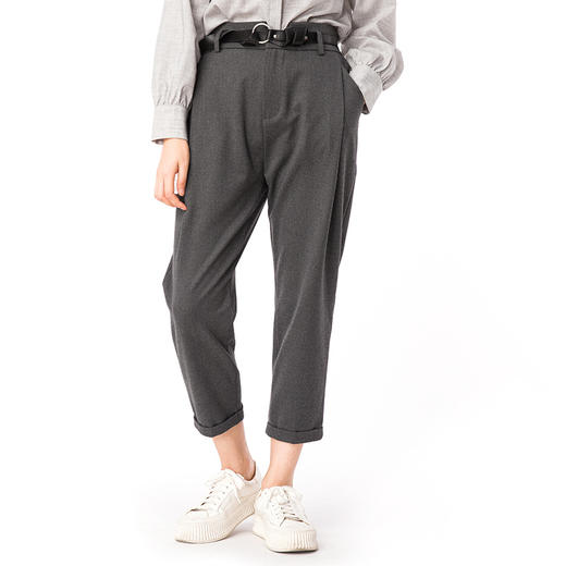 Famecoco范可儿裤子女秋冬季不规则宽松休闲裤F218GA017 商品图3