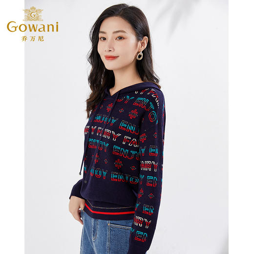 乔万尼春减龄针织衫绵羊毛弹力帽衫美式休闲百搭EI3M228 商品图1