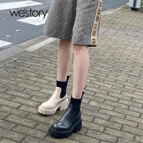 westory2021年秋冬新款增高马丁靴厚底粗跟烟管靴子烟管靴W21DS81471