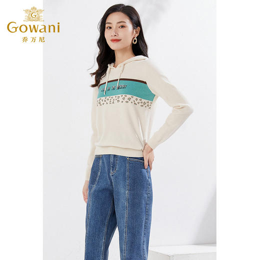 乔万尼新品针织衫连帽减龄设计宽松短款休闲上衣EI3M271 商品图1