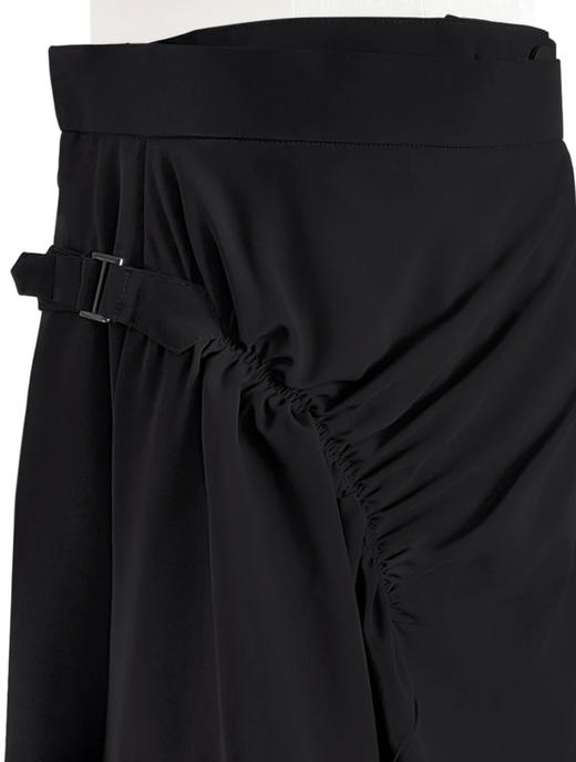 TYNVIE 抽褶设计不对称裙摆半裙-黑色 商品图5