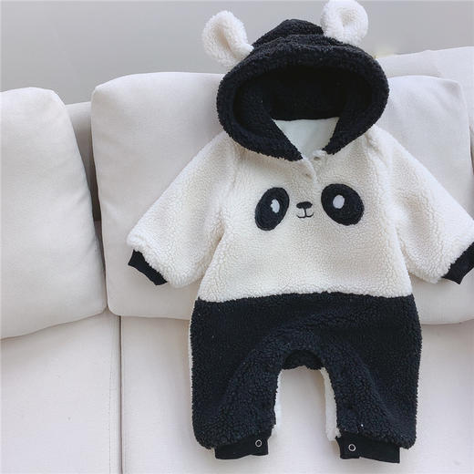韩版童装冬款ins婴童连体衣冬装婴儿毛毛衣宝宝加厚卡通毛绒爬服 商品图0