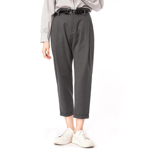 Famecoco范可儿裤子女秋冬季不规则宽松休闲裤F218GA017 商品图2