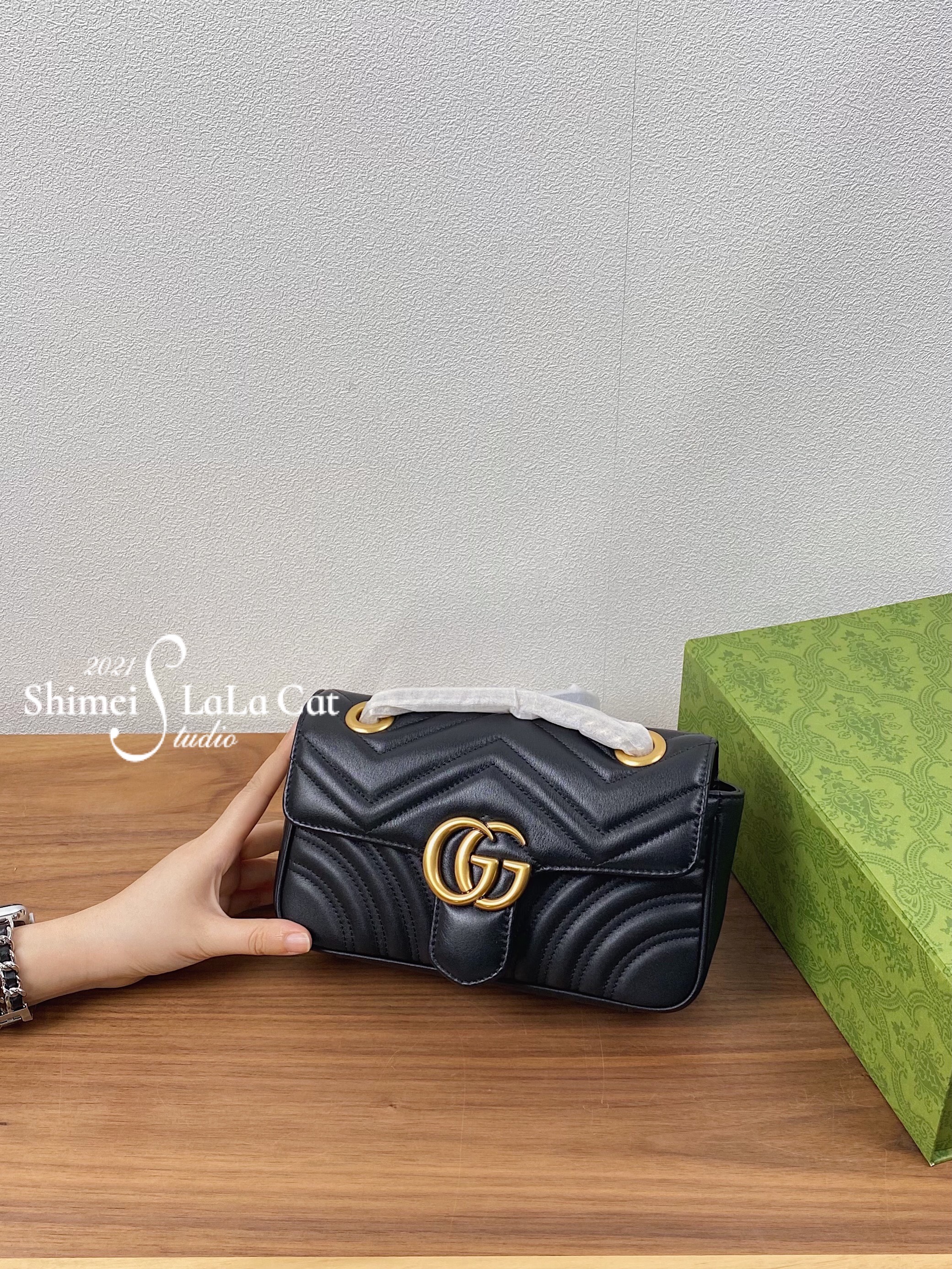 gucci古驰 菱格链条小方包单肩包