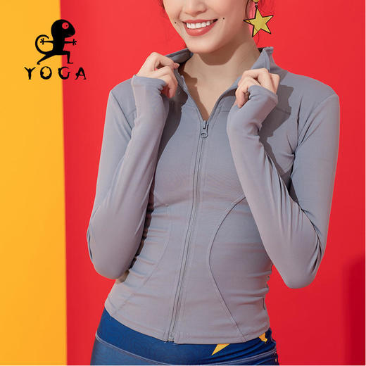 【七十二小时发货】壁虎瑜伽【2109SY104】拉链立领长袖外套（无胸垫） 商品图6