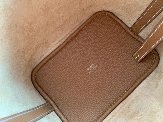 H菜篮子手缝蜡线-棕色金扣 商品图6