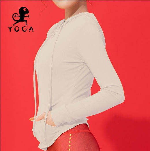 【七十二小时发货】壁虎瑜伽【2109SY101】长袖连帽拉链外套（无胸垫） 商品图7