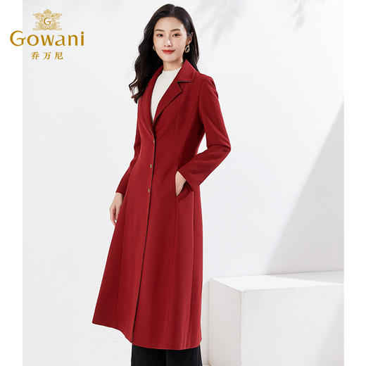 乔万尼新品风衣气质长款红色修身显瘦显白EI3A243 商品图1