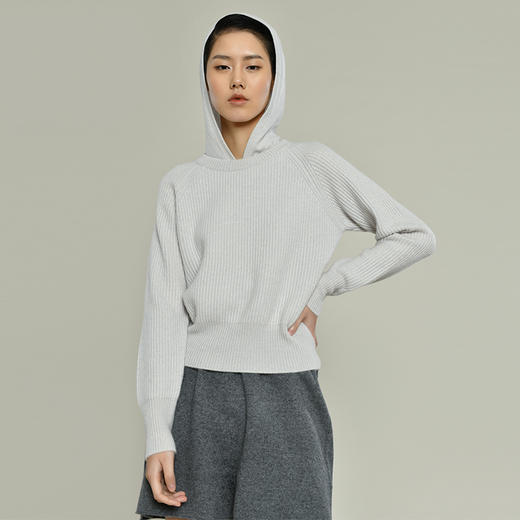 2021年新款纯山羊绒圆领短款廓形套头衫 商品图1