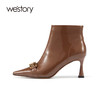 westory2021秋季新款法式复古漆皮亮面细高跟短靴W21DS80741 商品缩略图1