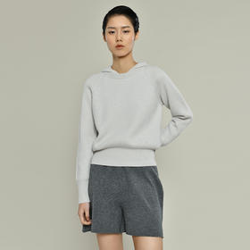 2021年新款纯山羊绒圆领短款廓形套头衫