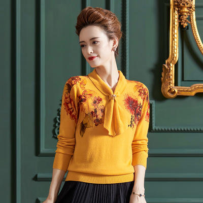 WW  M98207围巾领印花羊毛衫 商品图0