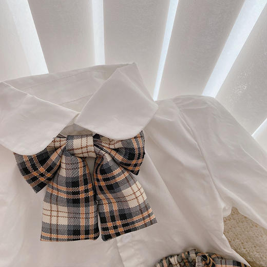 女童格子短裙秋季套装21新韩版洋气宝宝jk学院风制服白衬衫三件套 商品图3