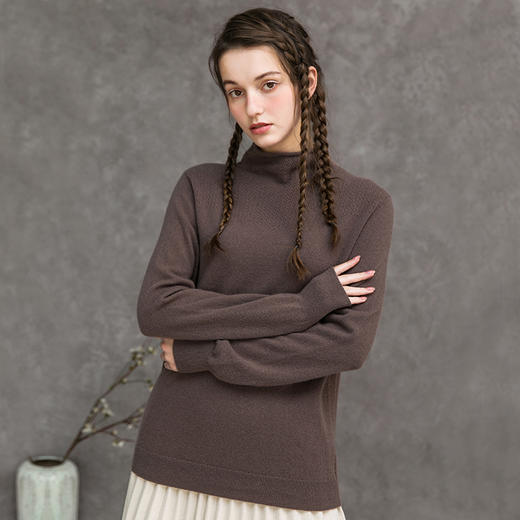 famecoco范可儿优雅针织衫纯色修身打底衫女复古羊毛衫F218DC007 商品图0